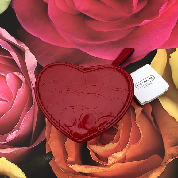 Coach Accessories - Coach Embossed Liquid Gloss Heart Jewelry Pouch